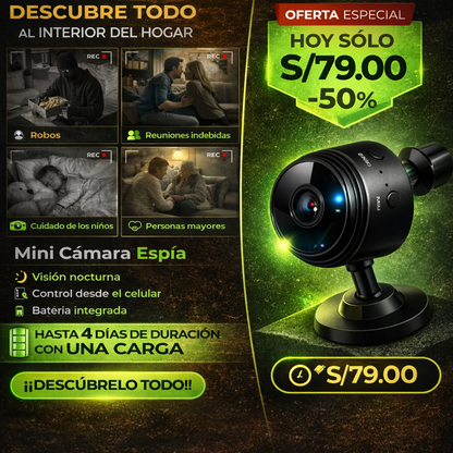 👁️ MiraTodo Mini Cámara de Seguridad Full HD 4K UltraVision™
