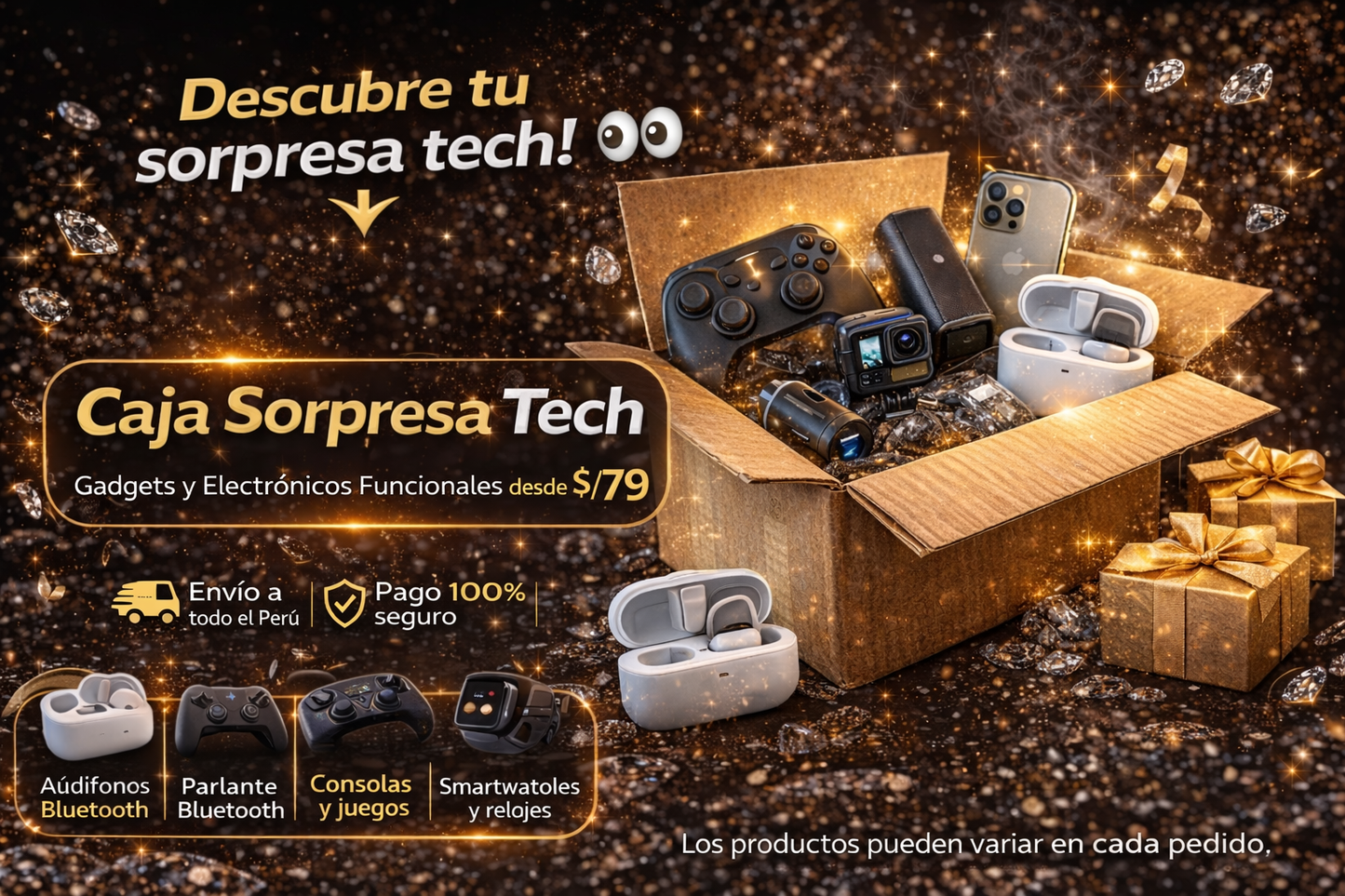 Caja Prémium Tech – Gadgets y Electrónicos Funcionales desde S/79